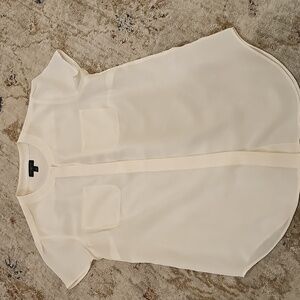 Talbots Cream Silk Blouse with Button Detail